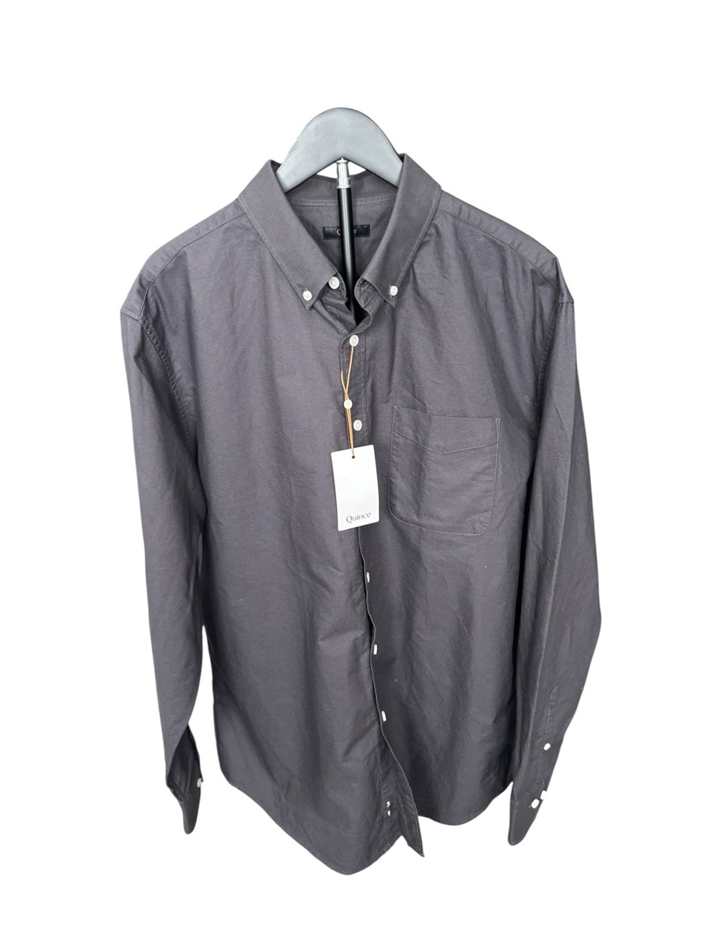 NWT Quince Organic Cotton Oxford Button Down Shirt XL Dark Coal Quiet Luxury O45